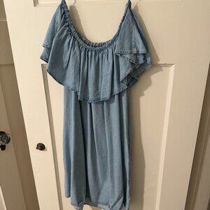 Zara light denim off the shoulder minidress - size S